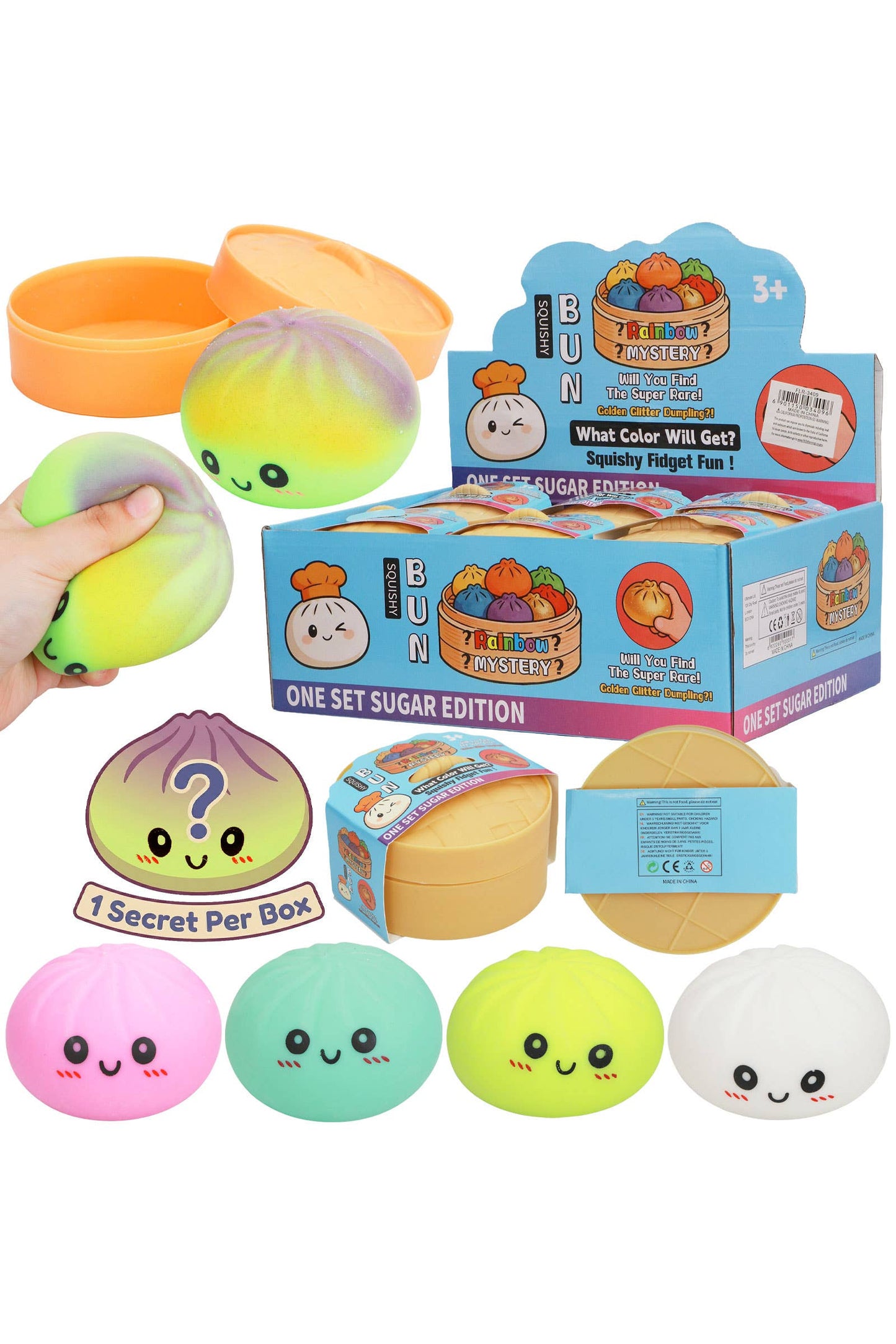 Mystery Dumpling Squishy Blind Box — 12 Assorted Bao Bun Figures